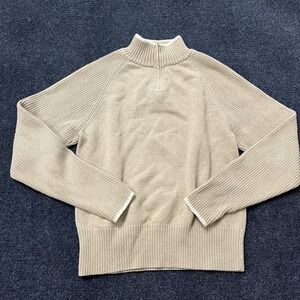 Pendleton Sweater Women's Medium Beige Quarter Zip Mock Neck Cotton Knit